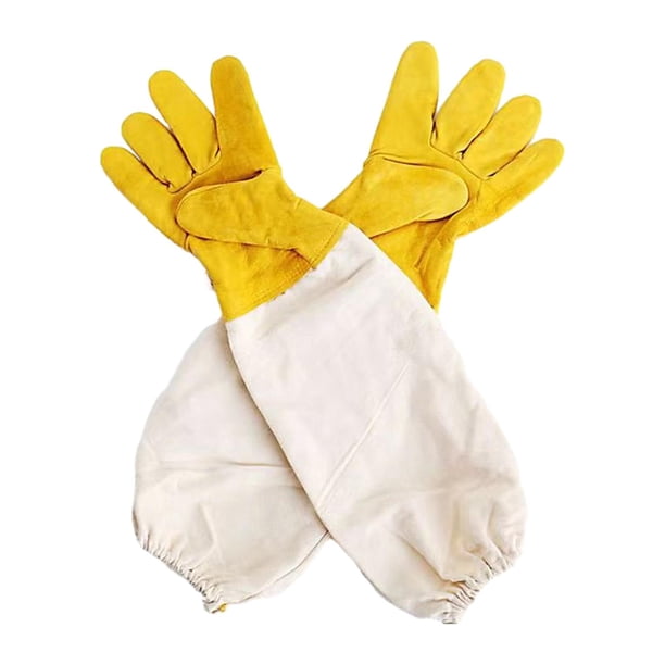 Guantes de apicultura de piel sintética, gruesos, profesionales, con puños elásticos, apicultor Amarillo Sunnimix Guantes de apicultura