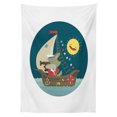 thumbnail image 3 of Ambesonne Cartoon Tablecloth Rectangular Table Cover, Wolf Captain Boat, 60"x84", Multicolor, 3 of 4