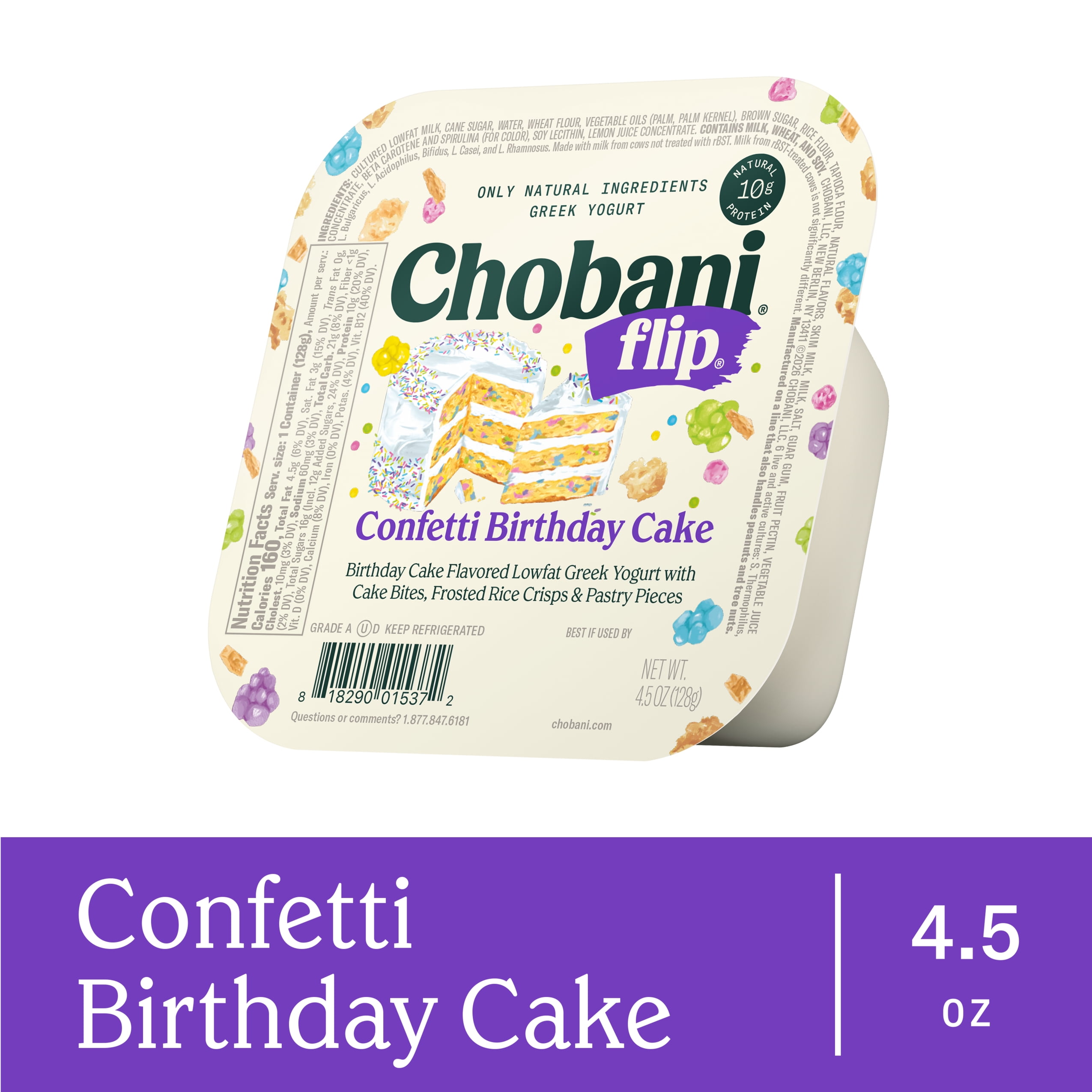 Chobani Flip Low-Fat Greek Yogurt Confetti Birthday Cake 4.5oz