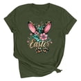 thumbnail image 4 of UPPADA Femmes Joyeuses Easter T-Shirt Bunny Rabbit T-Shirt Graphique Manches Courtes Lettres Amusantes Imprimées Chemises Manches Courtes Col Rond Tuniques Hauts Vert Armée,TTG, 4 of 5