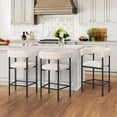 thumbnail image 5 of Dycanpo 26'' Barrel Bar Stools Set of 3 with Linen Fabric Curved Backrest for Home, Linen Color, 5 of 11