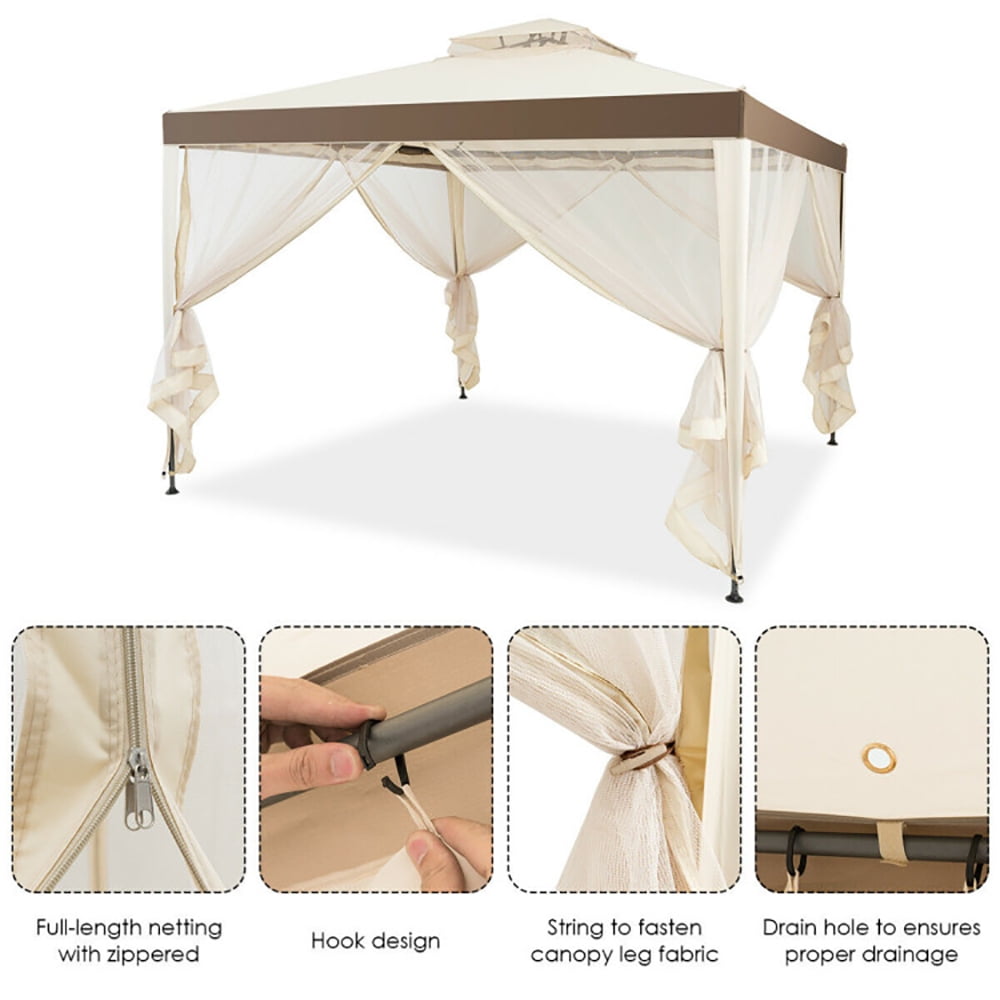 Aimee Lii Canopy Gazebo Tent Shelter Garden Lawn Patio with Mosquito Netting, Backyard Canopy Gazebo for Party Wedding BBQ Events, Beige Aimee Lii Canopy Gazebo Tent Shelter Garden Lawn Patio with Mosquito Netting, Backyard Canopy Gazebo for Party Wedding BBQ Events, Beige