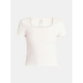 thumbnail image 5 of No Boundaries Square Neck Tee with Satin Bow, Women's, 5 of 5