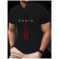 thumbnail image 1 of Camiseta de cuello redondo para hombre - Estampado gráfico de París, algodón suave, corte holgado - Ropa informal de verano | Tejido suave de 220 g/m² | Transpirable y cómoda, 1 of 6