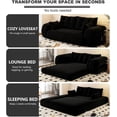 thumbnail image 6 of QuzyAor 78.7" 3-in-1 Convertible Sofa Bed, Teddy Fabric Foldable Sleeper, Modern Loveseat Lazy Sofa, No Assembly Required for Living Room Apartment, Black, 6 of 10