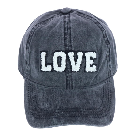 David & Young Chenille Love Lettered Baseball Cap Hat (Women's)