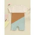 thumbnail image 4 of Bslissey Baby Girls Boys Short Sleeve Jumpsuit Contrast Color Crew Neck Romper Shorts Newborn Infant Casual Summer Bodysuit for Daily 3M 6M 12M 18M, 4 of 8