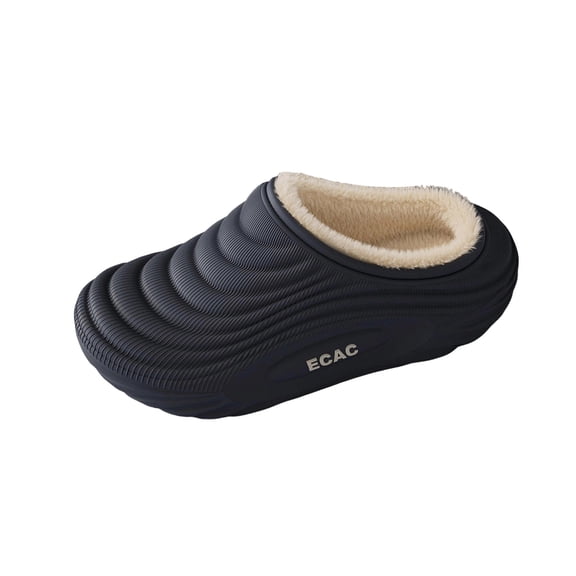 QQAMB Slippers for Women Waterproof Winter Warm Soft Cozy Fuzzy Indoor Outdoor Striped Slip-On House Slippers