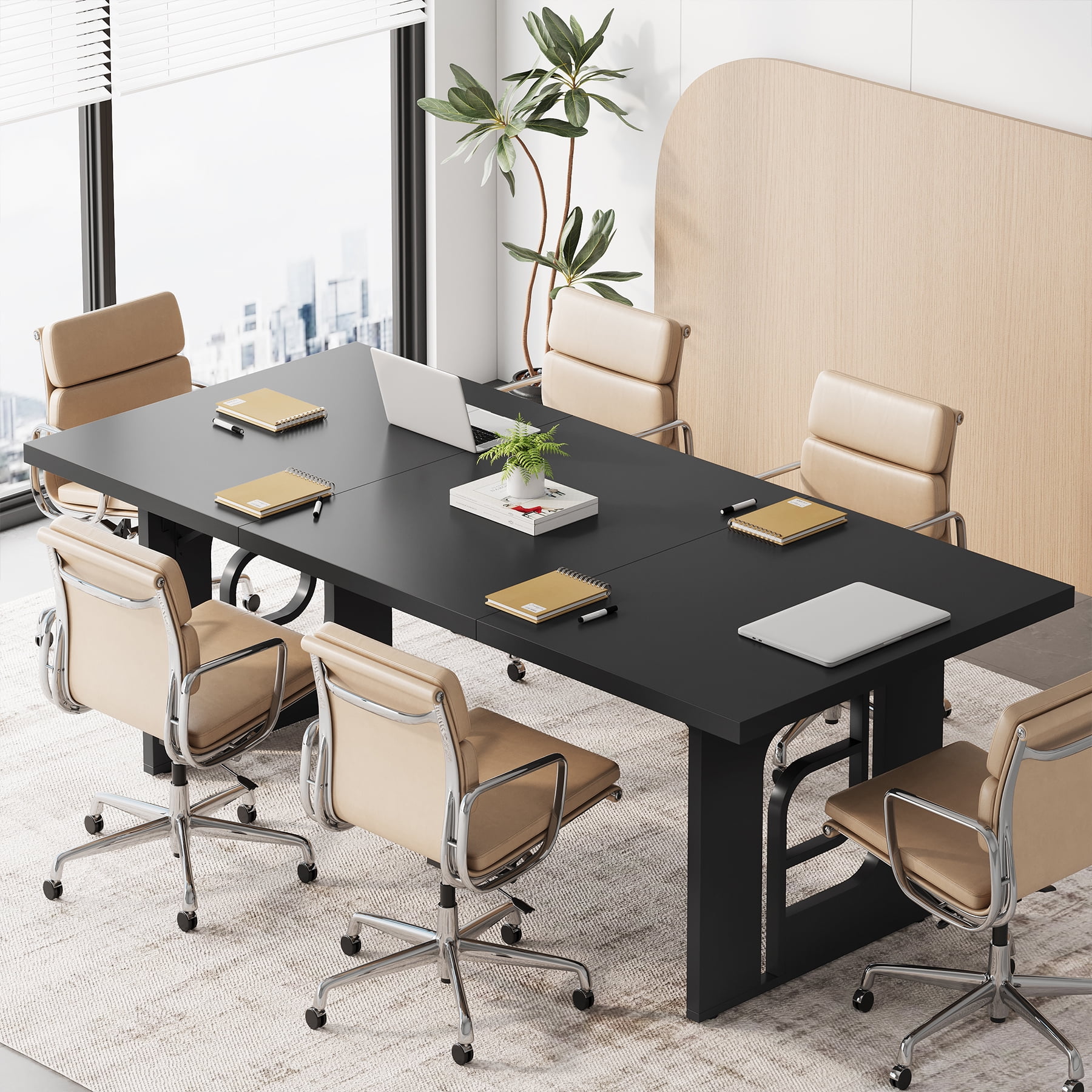Condemo 71 inch Large Executive Office Desk, Simple Computer Desk Workstation, Modern Study Writing Table, Black