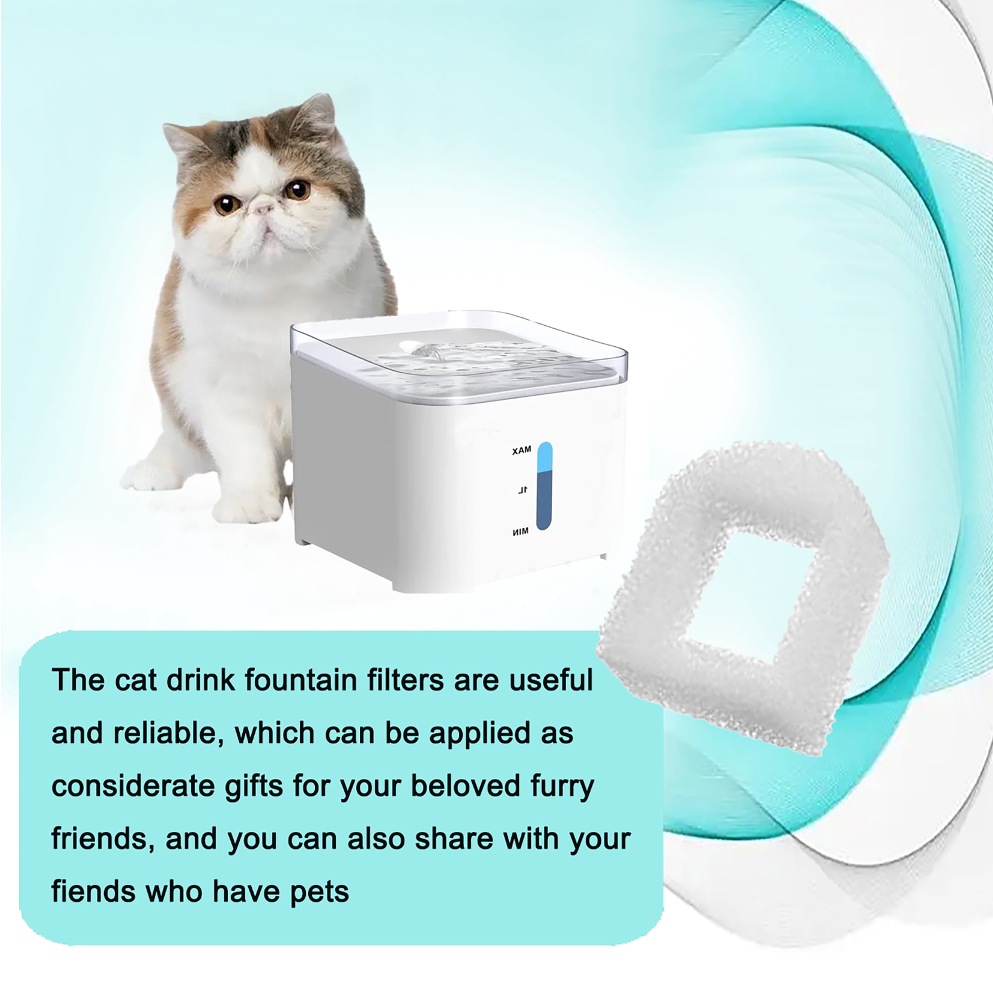 TropicAqua Cat Fountain Replacement Filter Sponge for Drinkwell Stainless Steel 360, Lotus, Avalon, and Pagoda pet Dog and Cat Water Fountains (Pack of 48)