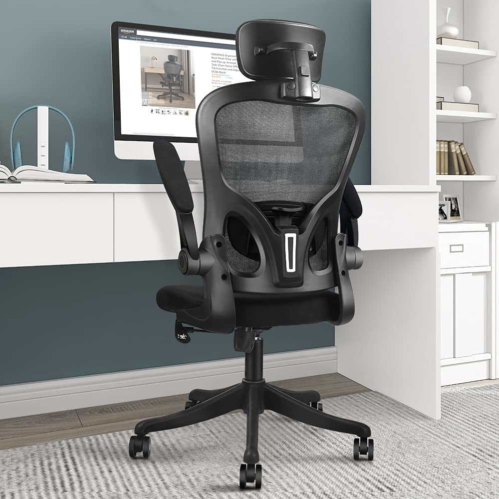 Office Ergonomic Office Chair Executive Breathable Mesh Chair for Gaming High Back Mesh Office Chair with 3D Armrests and Headrest Adjustable Rolling Chair with Lumbar Support and Tilt Function 
