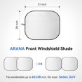 thumbnail image 2 of SHIQI-Car Windshield Sun Shade with UV Protection, 2 Piece Front Window Sunshade Blocks Sun Rays and Heat, Foldable & Retractable Sun Visor Universal Fit for Sedan, SUV, Truck, Medium 31"x28", 2 of 4