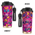 thumbnail image 2 of Stainless Steel Coffee Cup 7.7×2.6×3.5in Tapered Design Nylon Woven Wrist Strap Portable Durable Cup Bottom With Non-Slip Sticker Festive Sugar Skulls (8), 2 of 8