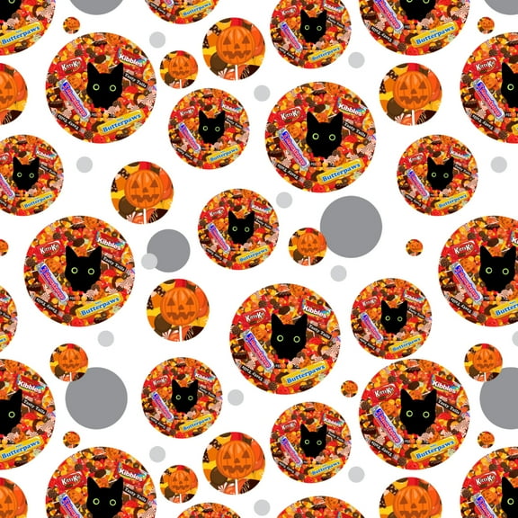 Halloween Black Cat Hiding in Candy  Premium Gift Wrap Wrapping Paper Roll