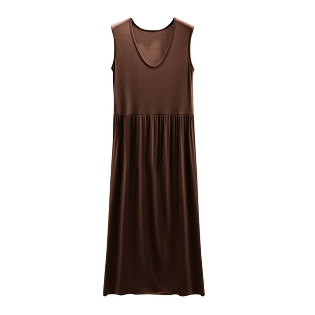 Tqcoqu Women's Round Neck Solid Color With Chest Cushion Loose And Comfortable Plus Size Home Skirt