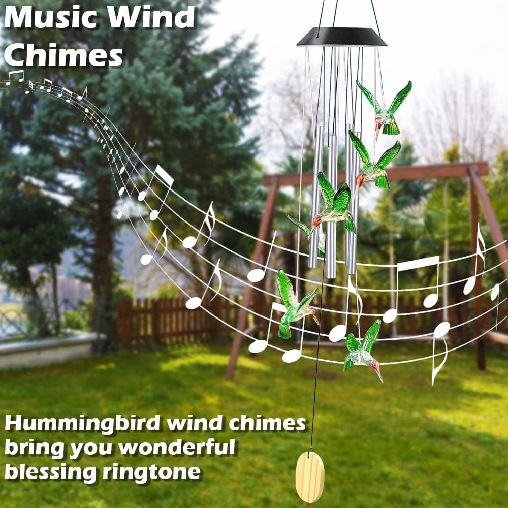 Wind Chimes, Hummingbird Solar Wind Chime Lights, Waterproof for Outside, Patio, Garden