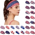 thumbnail image 2 of 4th of July Decorations Gkeoshab Wide Elastic Headband 2026 New Independence Day Flag Printed Sports Sweat Wicking Fashion Stretchy Athletic Hair Band Blue, 2 of 3