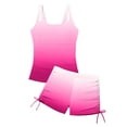 thumbnail image 4 of Cethrio Girls Tankini Swimsuits with Built in Bras, Quick-drying Vacation 2 Piece Summer Kids Bathing Suits Hot Pink Size 11-12 T, 4 of 7