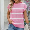 thumbnail image 7 of QUNYINEY Tops for Women Crew Neck Striped Casual Short Sleeve Sweater Loose Pullover Knit Tops, 7 of 7
