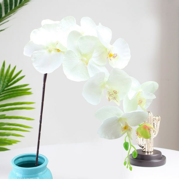 1pc Orchidée Artificielle Fleur de Simulation de Tige Fleur; Faux Plantes de Fleurs 7 Tête Tissu Simulation Fleur Maison Décoration de Mariage Fête