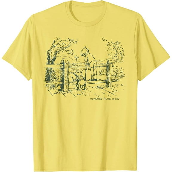 Winnie the Pooh and Christopher Robin Unisex Softstyle T-Shirt for Men Women Kids,Cornsilk Color,Size XL