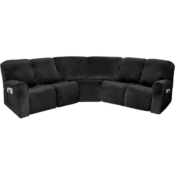 SHANNA 5 Seater Recliner Cover, 7 Piece Velvet Recliner Corner Sofa