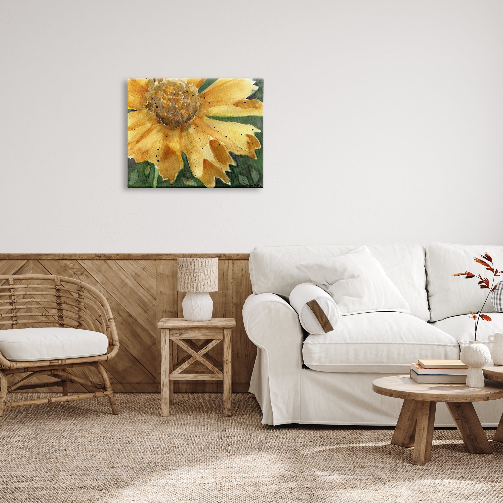Stupell Industries Modern Sunflower Watercolor Botanical & Floral Painting Gallery Wrapped Canvas Print Wall Art, 30 x 24
