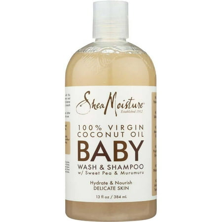 SheaMoisture 100 Percent Virgin Coconut Oil with Sweet Pea and Murumuru Baby Wash and Shampoo, 13 Fluid Ounce -- 1 Each.