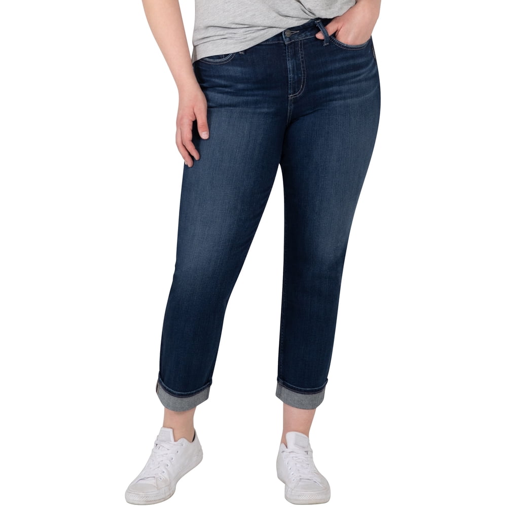 Silver Jeans Silver Jeans Co. Women's Plus Size Avery High Rise Straight Crop Jeans Walmart