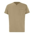 thumbnail image 4 of Camisetas Prolriy para hombre, primavera verano, informales, cuello en V, lisas, de manga corta, blusa, caqui, talla XXXXL, 4 of 8