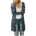 thumbnail image 4 of LoyisViDion Coat Women'S Open Front Leopard Cardigan Pockets Long Sleeve Lightweight Sweater Coat Gray 12(XL), 4 of 9
