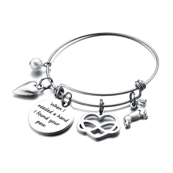 TINGN Dog Charm Bracelet for Dog Lover Expandable Wire Bangle Bracelet