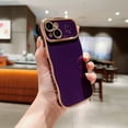 thumbnail image 2 of For iPhone 14 Plus Case,for Women Girls Soft Cute Wave Frame Curly Shape Love Heart Luxury Plating Phone Case,Luxury Slim Plating EdgeCase,Anti-slip Grip,Full camera lens protection,Darkpurple, 2 of 6