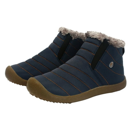 

1 Pair of Men Snow Boots Anti-Slip Ankle Warm Fur Booties Plush Cotton Boots for Outdoor Winter - Size 45 (Blue)
