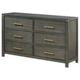 thumbnail image 5 of Benjara Ren Dresser, 6 Drawers, Brass Tone Accents, Bar Handles, Dark Gray Wood, 5 of 6
