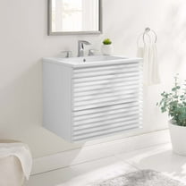 Modway Render 24" Wall-Mount Bathroom Vanity in White White