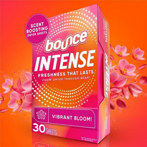 Bounce Intense Scent Boosting Dryer Sheets, Vibrant Bloom Scent, 30 Count