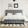 thumbnail image 2 of imerelez Queen Size Velvet Upholstered Platform Bed with 2 Drawers and 1 Twin XL Trundle- Gray, 2 of 10