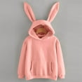 thumbnail image 4 of EliteGoogv Women Hoodies Sweatshirts bunny ear hoody Sweatshirts Loose Fit Sportswear Activewear Comfortable thermal Winter Pink S, 4 of 5