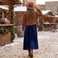 thumbnail image 7 of Women Fall Winter Velvet Scoop Crew Round Neck Maxi Dress Long Sleeve Loose Shift Solid Chic Elegant Casual Everyday Dress 2XL, 7 of 7
