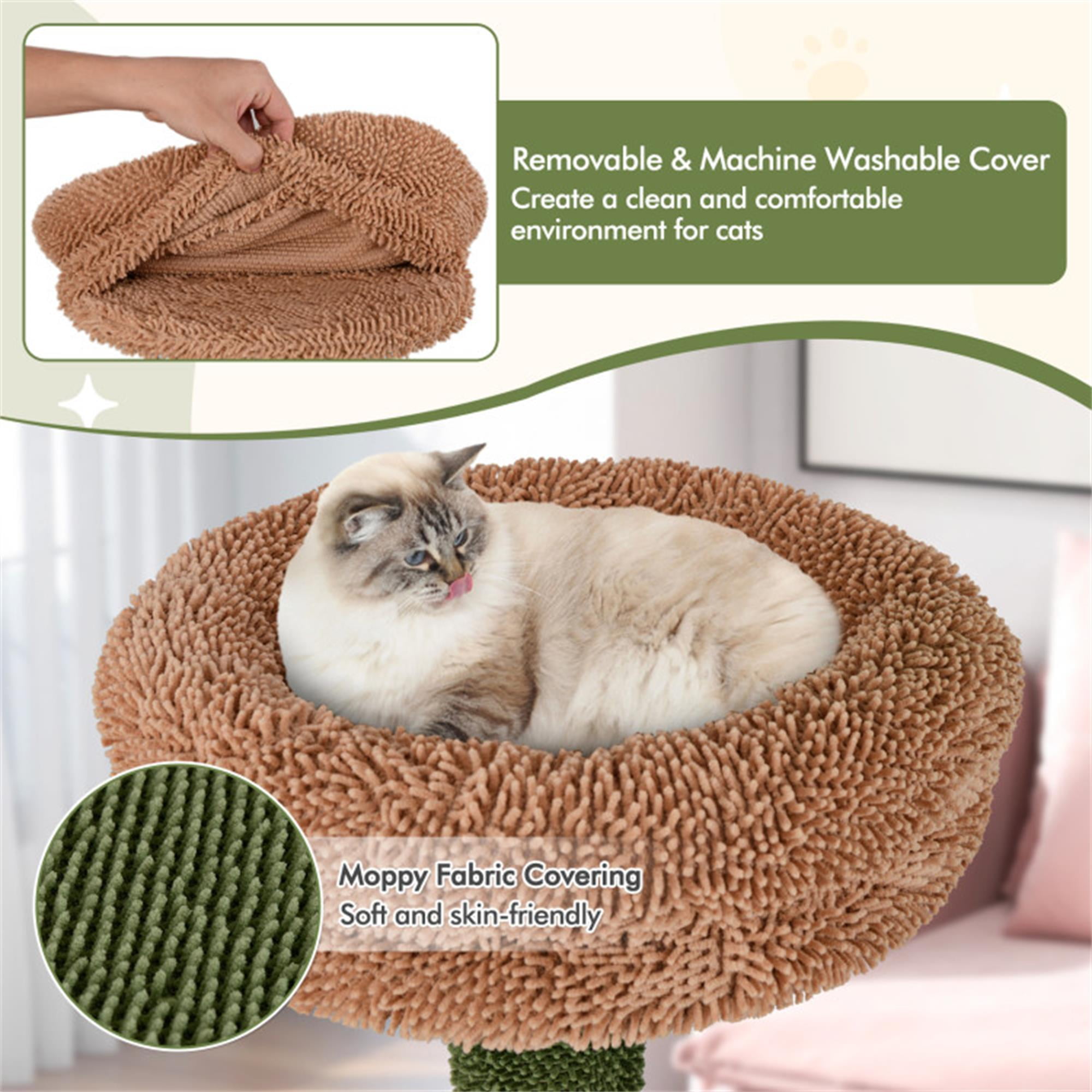 Pefilos 60" Cactus Cat Tree Tower for Indoor Cats, Multi-Level Cat Condo, Cat Tree House with Sisal Scratching Posts, Hammock and Perch, Green Pefilos 60" Cactus Cat Tree Tower for Indoor Cats, Multi-Level Cat Condo, Cat Tree House with Sisal Scratching Posts, Hammock and Perch, Green