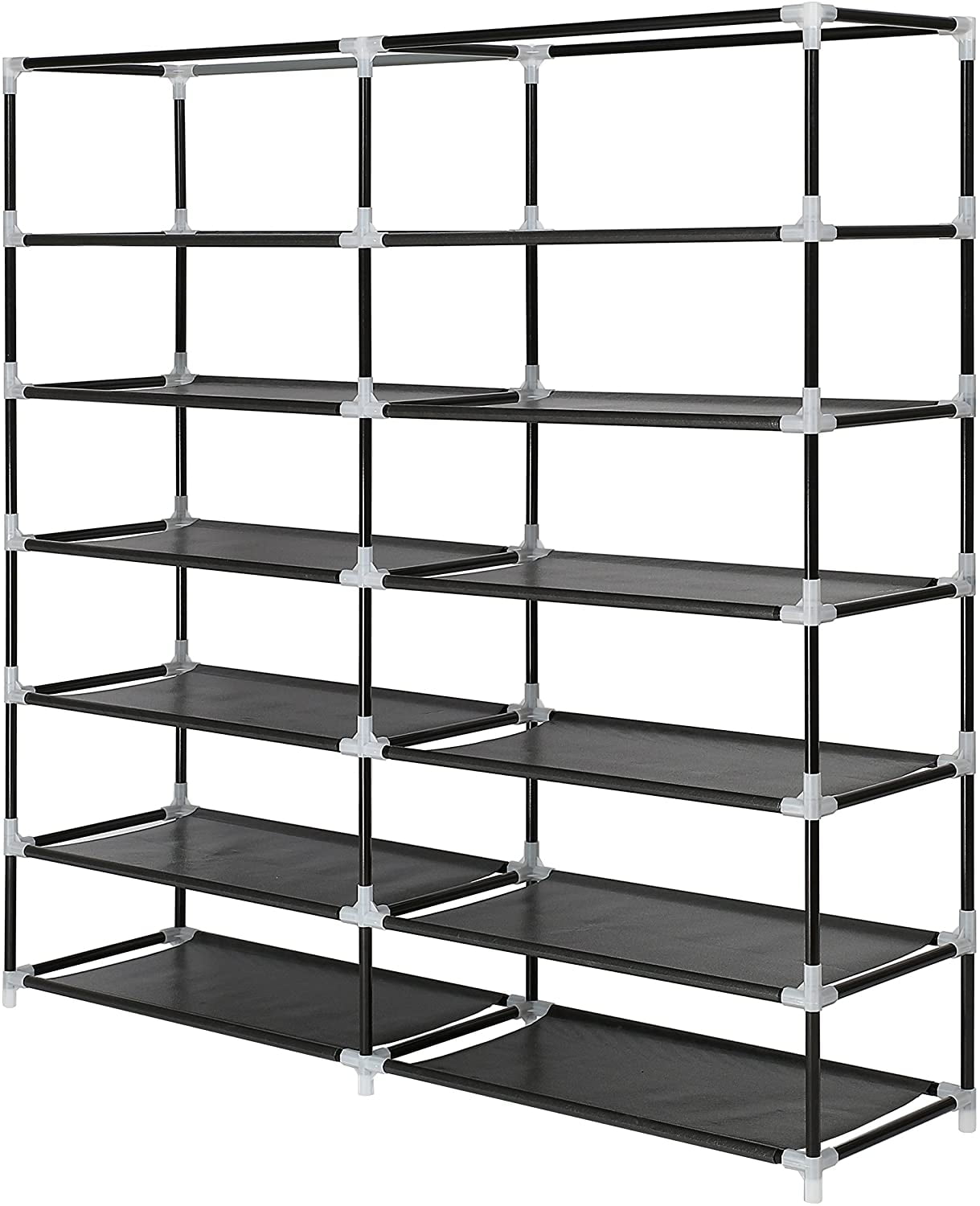 steel shoe racks on Blissun 7 Tier Shoe Rack Shoe Storage Organizer Cabinet Tower With Nonwoven Fabric Cover Black Walmart Com Walmart Com