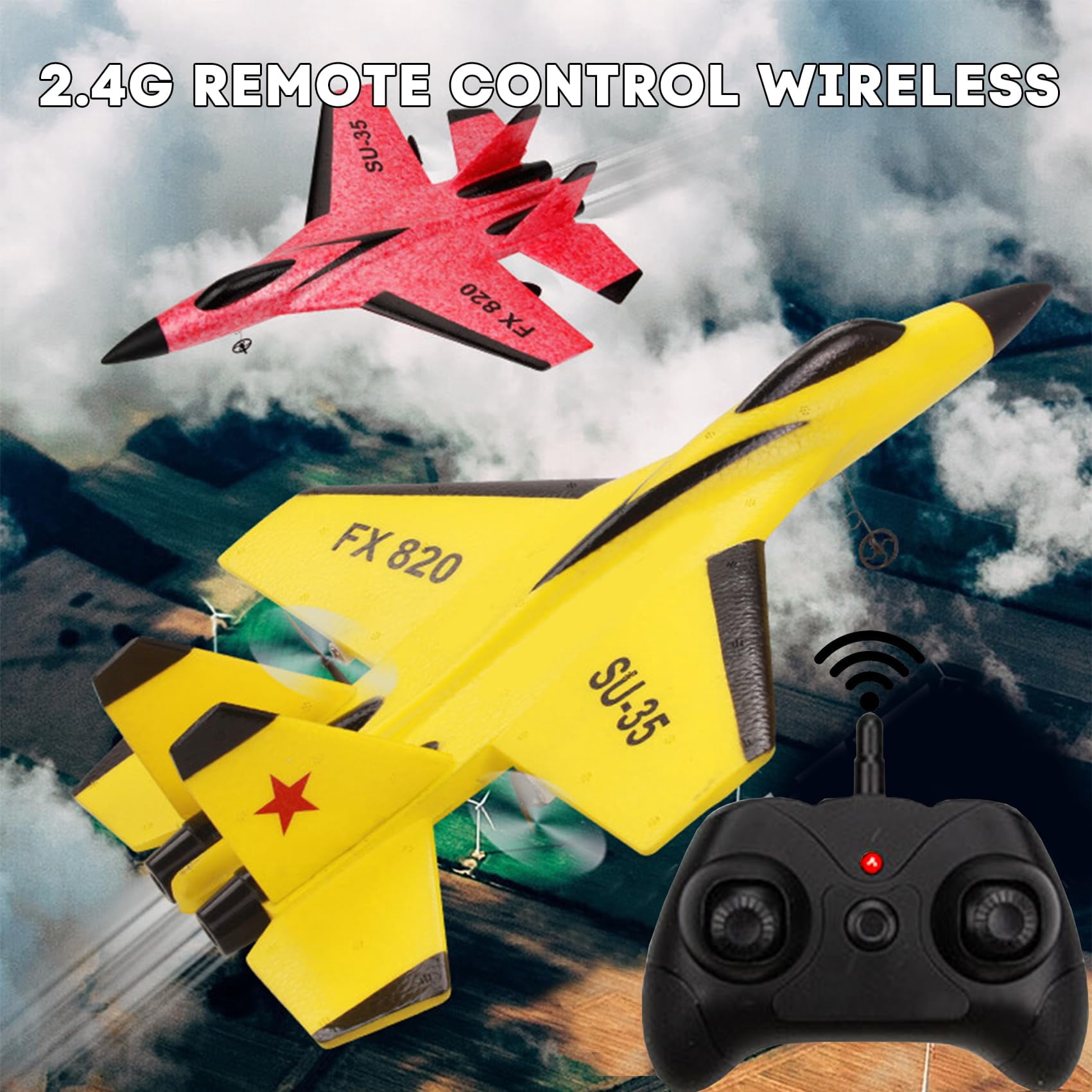 Wonstorex Rc Plane - 2.4GHz Wonstorex Jet Fighter Rc Airplane,Rc Remote Control Fighter Model Toy with Led Lights,Automatic Balance Gyro,360° Glider ,rc Jet,rc Planes