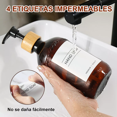 thumbnail image 4 of Juegos De Baño 3 Dispensador De Jabon De Shampoo Bambu 500ml marron, 4 of 5