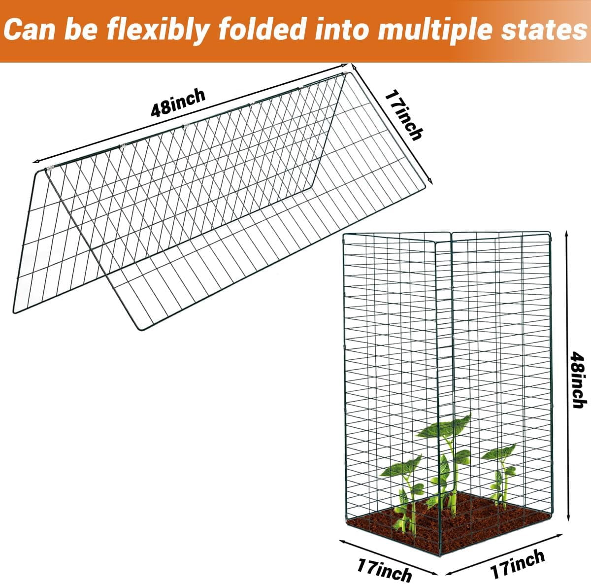 Metal Cucumber Trellis Foldable,Garden Trellis for Climbing Outdoor Plants,Tomato Plant Support,Green Bean Trellis,Vegetable Trellis,Zucchini Trellis,Plant Holders for Outside (1 Pack)