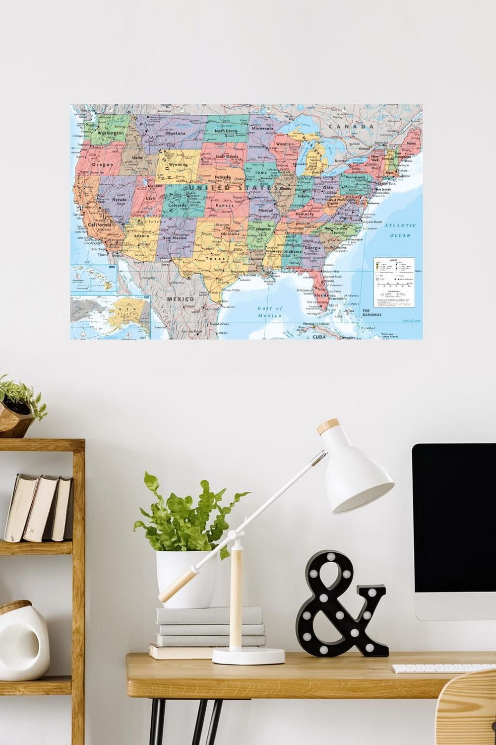 USA Map 2023 Wall Poster, 22.375" x 34"