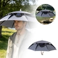 thumbnail image 2 of Solar Fan Umbrella Hat, Double-Layer UV Protection Waterproof Cap for Fishing Beach Hiking Camping(Gray,One Size), 2 of 7