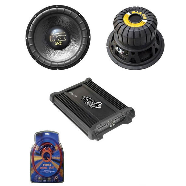 2) LANZAR MAX12D 12" 2000W Car Subwoofers + 2 Ch. Power Amplifier + 4