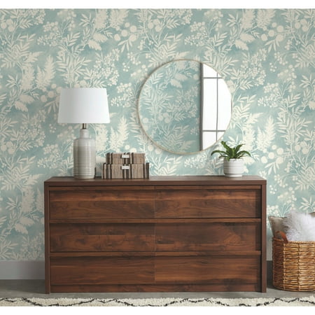 Better Homes & Gardens Blue Adaline Floral  2 Panels Peel & Stick Wallpaper  18  x 12