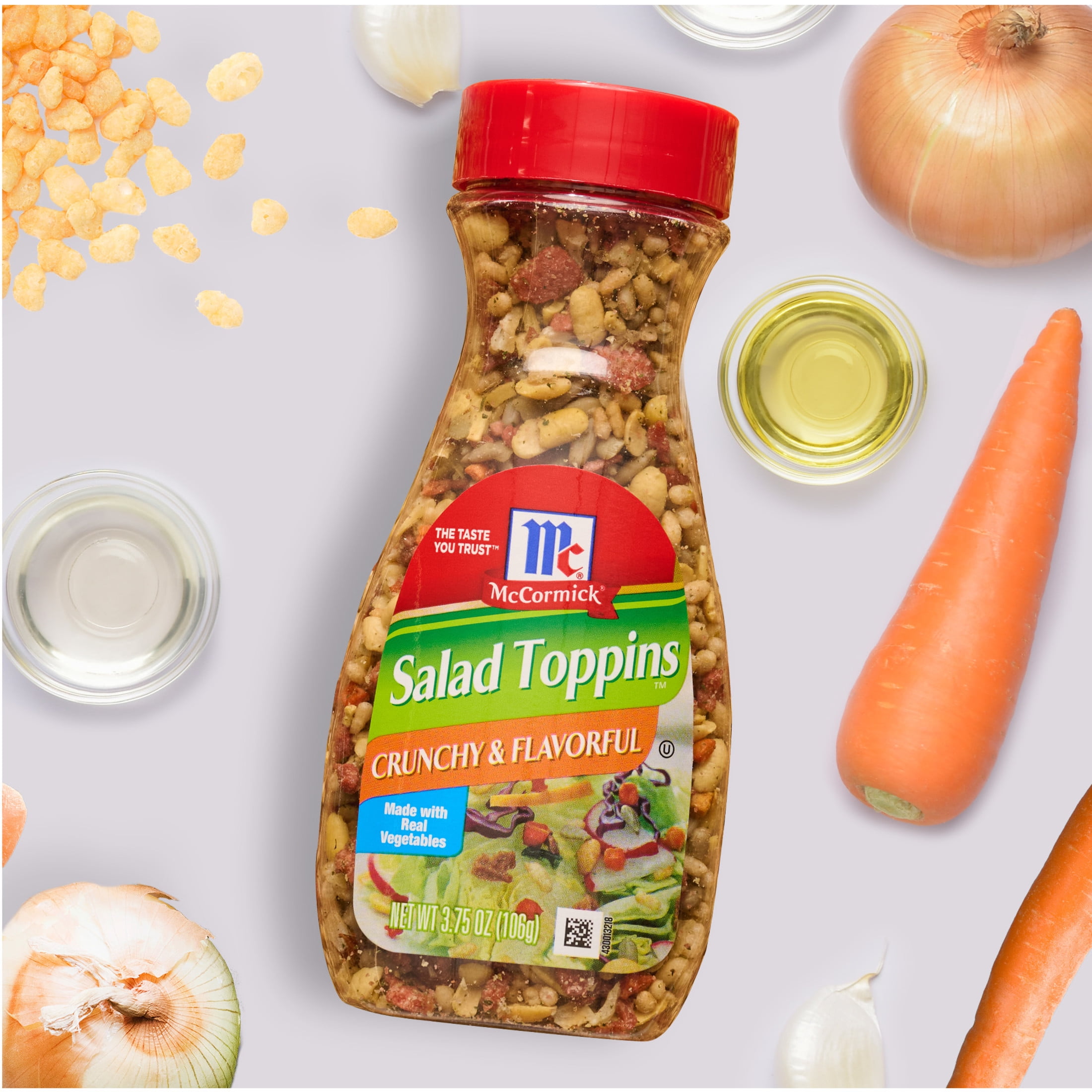 (6 pack) McCormick Non-GMO Kosher Crunchy & Flavorful Salad Toppings, 3.75 oz Bottle